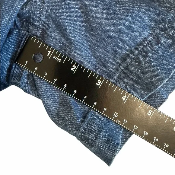 Dark Blue Denim Short-Sleeve Jumpsuit - Picture 7 of 7